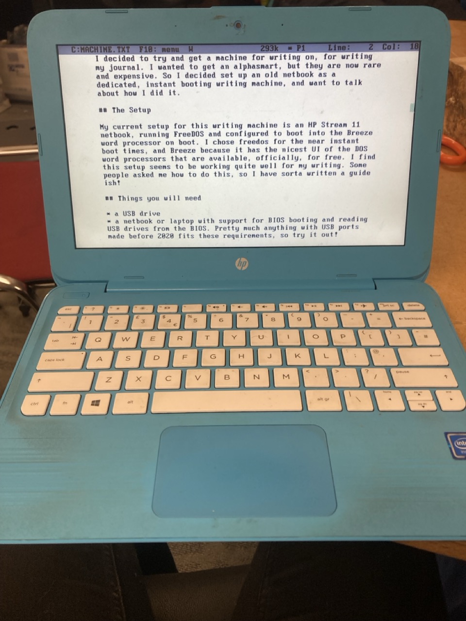 A photo of the writing netbook